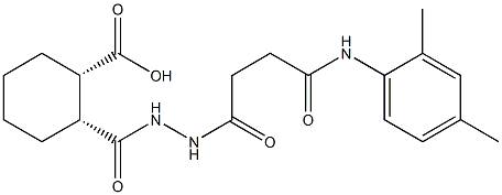 (1S,2R)-2-({2-[4-(2,4-dimethylanilino)-4-oxobutanoyl]hydrazino}carbonyl)cyclohexanecarboxylic acid Struktur