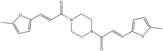 (E)-3-(5-methyl-2-furyl)-1-{4-[(E)-3-(5-methyl-2-furyl)-2-propenoyl]-1-piperazinyl}-2-propen-1-one Struktur