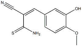 (Z)-2-cyano-3-(3-hydroxy-4-methoxyphenyl)-2-propenethioamide Struktur