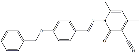 1-({(E)-[4-(benzyloxy)phenyl]methylidene}amino)-4,6-dimethyl-2-oxo-1,2-dihydro-3-pyridinecarbonitrile Struktur