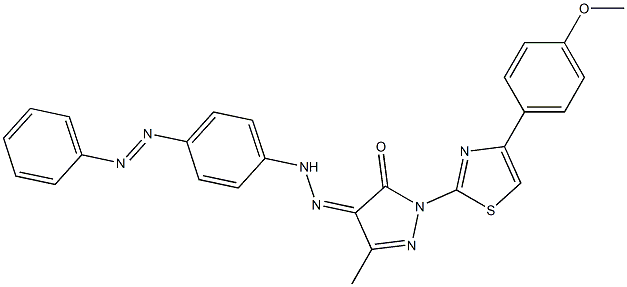 1-[4-(4-methoxyphenyl)-1,3-thiazol-2-yl]-3-methyl-1H-pyrazole-4,5-dione 4-(N-{4-[(E)-2-phenyldiazenyl]phenyl}hydrazone) Struktur