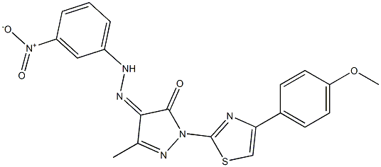 1-[4-(4-methoxyphenyl)-1,3-thiazol-2-yl]-3-methyl-1H-pyrazole-4,5-dione 4-[N-(3-nitrophenyl)hydrazone] Struktur