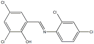 2,4-dichloro-6-{[(2,4-dichlorophenyl)imino]methyl}phenol Struktur