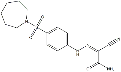 2-{(Z)-2-[4-(1-azepanylsulfonyl)phenyl]hydrazono}-2-cyanoacetamide Struktur