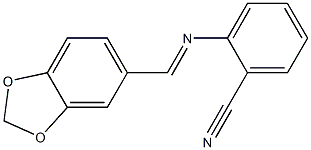 2-{[(E)-1,3-benzodioxol-5-ylmethylidene]amino}benzonitrile Struktur