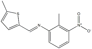 N-(2-methyl-3-nitrophenyl)-N-[(E)-(5-methyl-2-thienyl)methylidene]amine Struktur