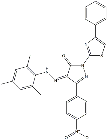 3-(4-nitrophenyl)-1-(4-phenyl-1,3-thiazol-2-yl)-1H-pyrazole-4,5-dione 4-(N-mesitylhydrazone) Struktur