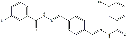 3-bromo-N'-[(E)-(4-{[(E)-2-(3-bromobenzoyl)hydrazono]methyl}phenyl)methylidene]benzohydrazide Struktur