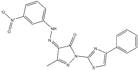 3-methyl-1-(4-phenyl-1,3-thiazol-2-yl)-1H-pyrazole-4,5-dione 4-[N-(3-nitrophenyl)hydrazone] Struktur