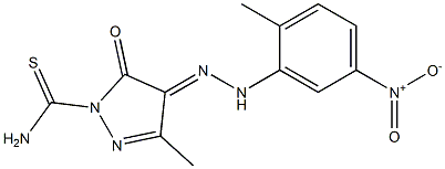 3-methyl-4-[(E)-2-(2-methyl-5-nitrophenyl)hydrazono]-5-oxo-4,5-dihydro-1H-pyrazole-1-carbothioamide Struktur