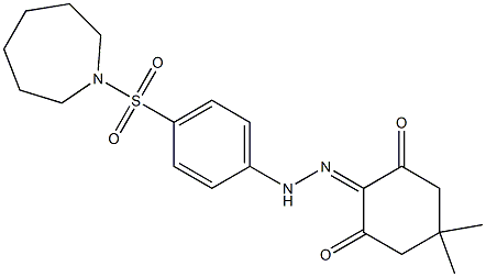 5,5-dimethyl-1,2,3-cyclohexanetrione 2-{N-[4-(1-azepanylsulfonyl)phenyl]hydrazone} Struktur