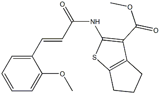 methyl 2-{[(E)-3-(2-methoxyphenyl)-2-propenoyl]amino}-5,6-dihydro-4H-cyclopenta[b]thiophene-3-carboxylate Struktur