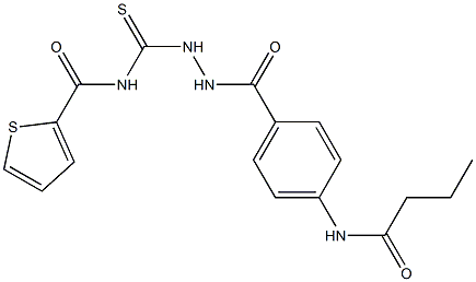 N-({2-[4-(butyrylamino)benzoyl]hydrazino}carbothioyl)-2-thiophenecarboxamide Struktur