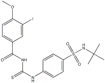 N-(tert-butyl)-4-({[(3-iodo-4-methoxybenzoyl)amino]carbothioyl}amino)benzenesulfonamide Struktur