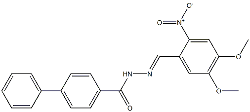 N'-[(E)-(4,5-dimethoxy-2-nitrophenyl)methylidene][1,1'-biphenyl]-4-carbohydrazide Struktur