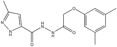 N'-[2-(3,5-dimethylphenoxy)acetyl]-3-methyl-1H-pyrazole-5-carbohydrazide Struktur