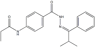 N-[4-({2-[(Z)-2-methyl-1-phenylpropylidene]hydrazino}carbonyl)phenyl]propanamide Struktur