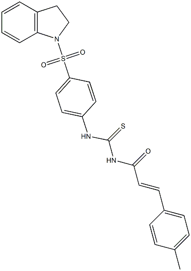 N-[4-(2,3-dihydro-1H-indol-1-ylsulfonyl)phenyl]-N'-[(E)-3-(4-methylphenyl)-2-propenoyl]thiourea Struktur