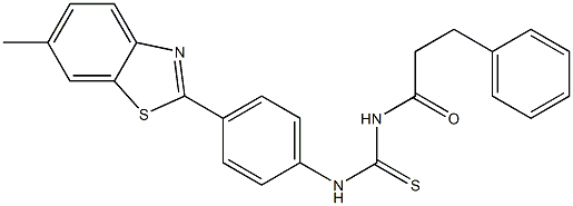 N-[4-(6-methyl-1,3-benzothiazol-2-yl)phenyl]-N'-(3-phenylpropanoyl)thiourea Struktur