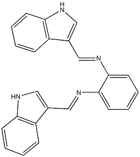 N-[(E)-1H-indol-3-ylmethylidene]-N-(2-{[(E)-1H-indol-3-ylmethylidene]amino}phenyl)amine Struktur