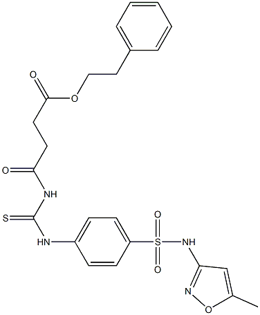 phenethyl 4-{[(4-{[(5-methyl-3-isoxazolyl)amino]sulfonyl}anilino)carbothioyl]amino}-4-oxobutanoate Struktur