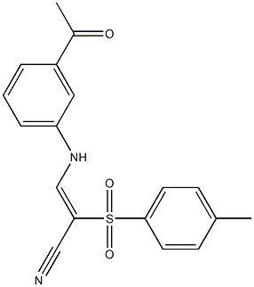 (Z)-3-(3-acetylanilino)-2-[(4-methylphenyl)sulfonyl]-2-propenenitrile Struktur