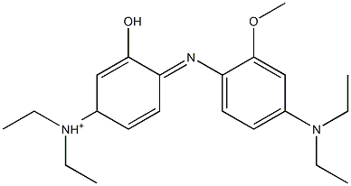 N,N-Diethyl-3-hydroxy-4-[[2-methoxy-4-(diethylamino)phenyl]imino]-2,5-cyclohexadien-1-aminium Struktur