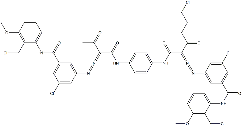 3,3'-[2-(2-Chloroethyl)-1,4-phenylenebis[iminocarbonyl(acetylmethylene)azo]]bis[N-[2-(chloromethyl)-3-methoxyphenyl]-5-chlorobenzamide] Struktur