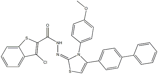 3-Chloro-N'-[(3-(4-methoxyphenyl)-4-(1,1'-biphenyl-4-yl)-2,3-dihydrothiazol)-2-ylidene]benzo[b]thiophene-2-carbohydrazide Struktur