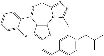 4-(2-Chlorophenyl)-2-[(Z)-2-(4-isobutylphenyl)ethenyl]-9-methyl-6H-thieno[3,2-f][1,2,4]triazolo[4,3-a][1,4]diazepine Struktur