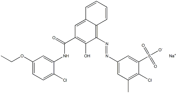 2-Chloro-3-methyl-5-[[3-[[(2-chloro-5-ethoxyphenyl)amino]carbonyl]-2-hydroxy-1-naphtyl]azo]benzenesulfonic acid sodium salt Struktur