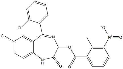 1,3-Dihydro-5-(2-chlorophenyl)-7-chloro-2-oxo-2H-1,4-benzodiazepin-3-ol 2-methyl-3-nitrobenzoate Struktur