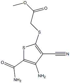 [[4-Amino-3-cyano-5-carbamoylthiophen-2-yl]thio]acetic acid methyl ester Struktur