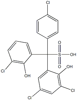 (4-Chlorophenyl)(3-chloro-2-hydroxyphenyl)(3,5-dichloro-2-hydroxyphenyl)methanesulfonic acid Struktur