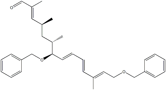 (2E,4S,6S,7S,8E,10E,12E)-7,14-Bis(benzyloxy)-2,4,6,12-tetramethyl-2,8,10,12-tetradecatetraenal Struktur