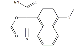 2-(4-Methoxy-1-naphtyl)-2-cyano-2-acetoxyacetamide Struktur