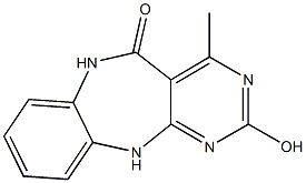 2-Hydroxy-6,11-dihydro-4-methyl-5H-pyrimido[4,5-b][1,5]benzodiazepin-5-one Struktur