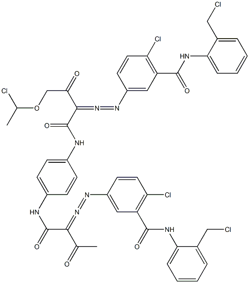 3,3'-[2-[(1-Chloroethyl)oxy]-1,4-phenylenebis[iminocarbonyl(acetylmethylene)azo]]bis[N-[2-(chloromethyl)phenyl]-6-chlorobenzamide] Struktur