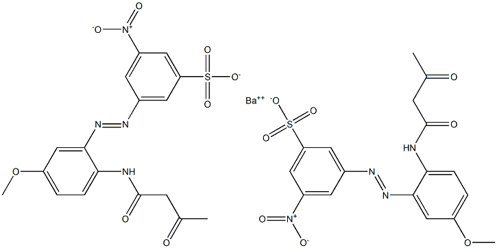 Bis[3-[2-(1,3-dioxobutylamino)-5-methoxyphenylazo]-5-nitrobenzenesulfonic acid]barium salt Struktur