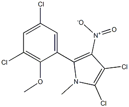 1-Methyl-3-nitro-2-(3,5-dichloro-2-methoxyphenyl)-4,5-dichloro-1H-pyrrole Struktur