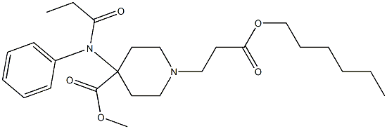 4-Methoxycarbonyl-4-(N-phenyl-N-propanoylamino)piperidine-1-propionic acid hexyl ester Struktur