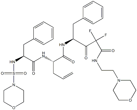 (4S)-4-[(S)-2-(N-Morpholinosulfonyl-L-phenylalanylamino)-4-pentenoylamino]-2,2-difluoro-3-oxo-5-phenyl-N-(2-morpholinoethyl)pentanamide Struktur