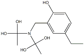 2-[Bis(1,1-dihydroxyethyl)aminomethyl]-4-ethylphenol Struktur