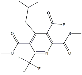 5-(Fluorocarbonyl)-4-(2-methylpropyl)-6-[(methylthio)carbonyl]-2-(trifluoromethyl)-3-pyridinecarboxylic acid methyl ester Struktur