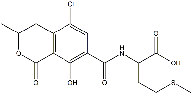 2-[(5-Chloro-8-hydroxy-3-methyl-1-oxo-7-isochromanyl)carbonylamino]-4-(methylthio)butanoic acid Struktur