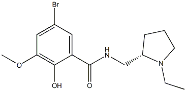 5-Bromo-2-hydroxy-3-methoxy-N-[[(2S)-1-ethyl-2-pyrrolidinyl]methyl]benzamide Struktur