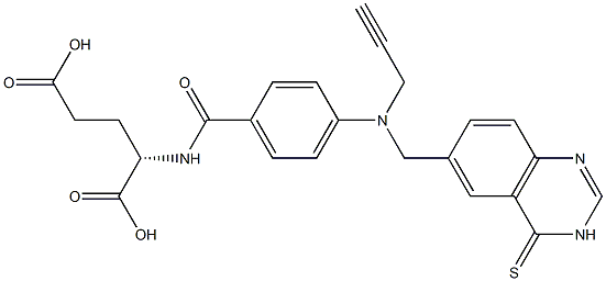 N-[4-[[[(3,4-Dihydro-4-thioxoquinazolin)-6-yl]methyl](2-propynyl)amino]benzoyl]-L-glutamic acid Struktur