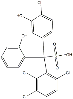 (4-Chloro-3-hydroxyphenyl)(2,3,6-trichlorophenyl)(2-hydroxyphenyl)methanesulfonic acid Struktur