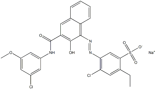 4-Chloro-2-ethyl-5-[[3-[[(3-chloro-5-methoxyphenyl)amino]carbonyl]-2-hydroxy-1-naphtyl]azo]benzenesulfonic acid sodium salt Struktur