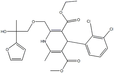 2-[[2-(2-Furanyl)-2-hydroxypropyloxy]methyl]-4-(2,3-dichlorophenyl)-1,4-dihydro-6-methylpyridine-3,5-dicarboxylic acid 3-ethyl 5-methyl ester Struktur